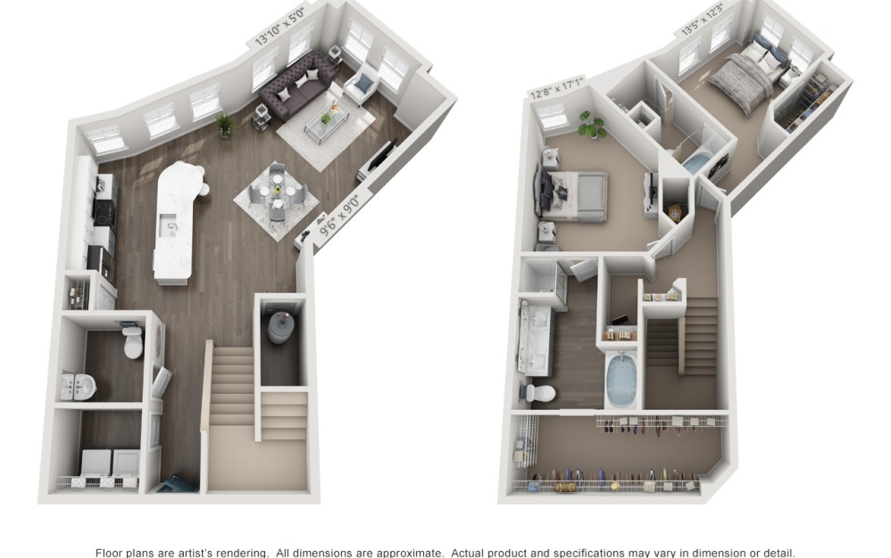 Kensington - 2 bedroom floorplan layout with 2.5 bathrooms and 1686 square feet