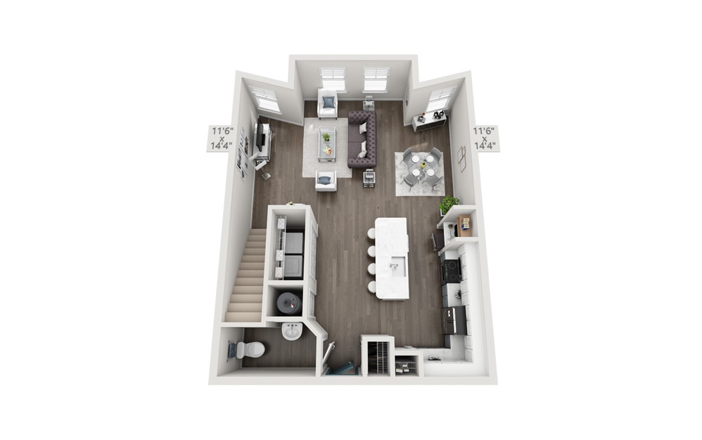 Edinburgh - 2 bedroom floorplan layout with 2 bathrooms and 1454 square feet (Floor 1)