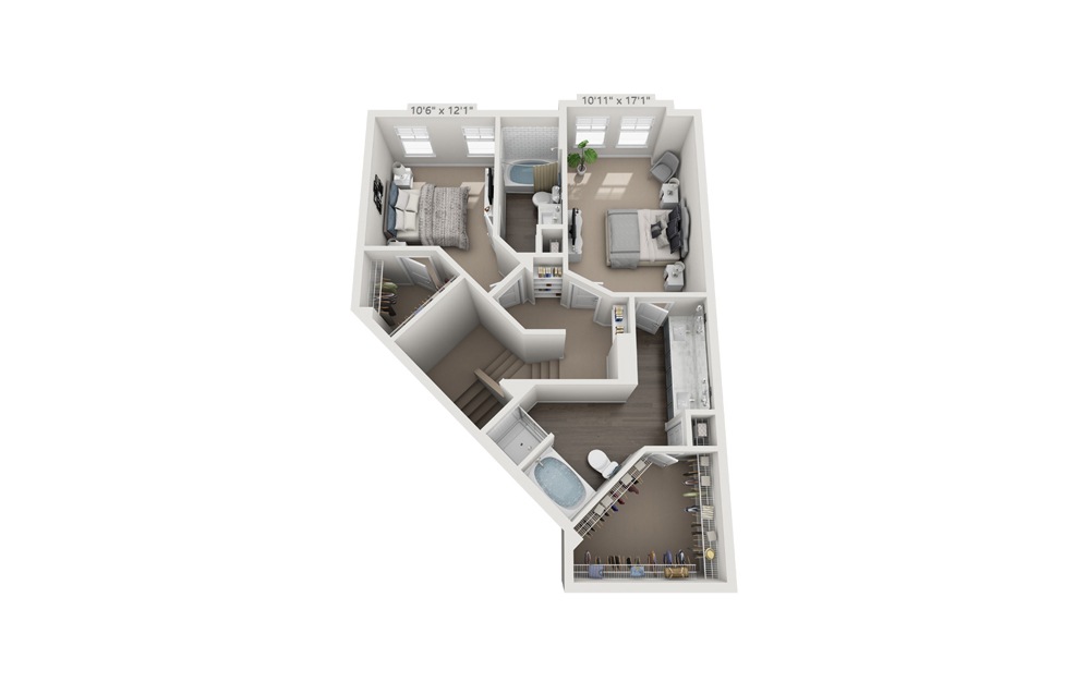 Halis - 2 bedroom floorplan layout with 2 bathrooms and 1598 square feet (Floor 2)